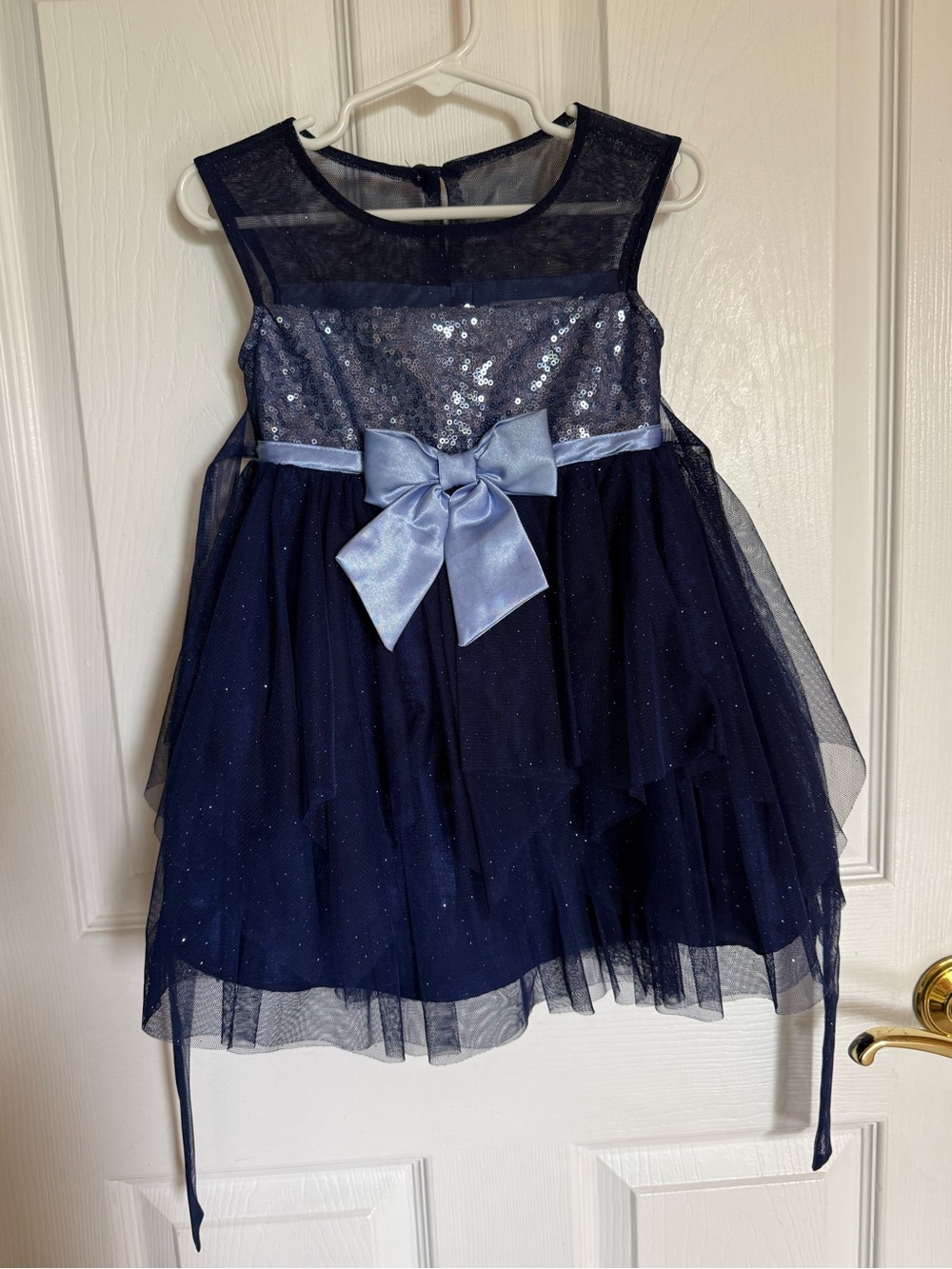 Jona Michelle Girls Party Dress Size 2T Tiered Tulle Special Occasion Bow Blue